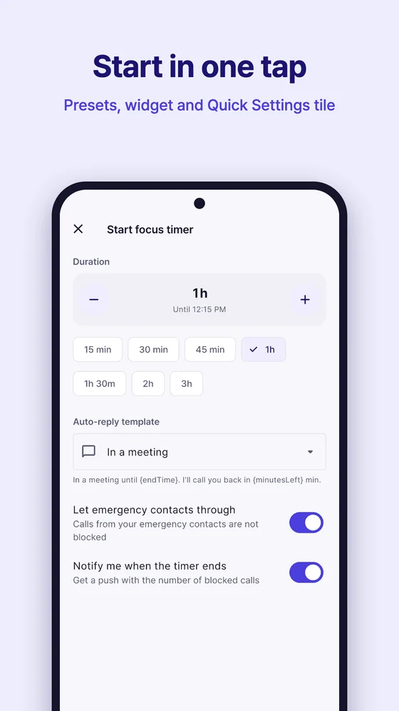 Reply templates for meetings, class, driving and workouts